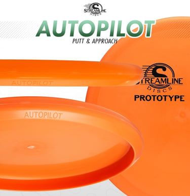 Orange disc golf discs with 'Autopilot' and 'Streamline Discs' branding on a white background.